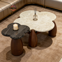 Table basse en marbre artistique moderne, forme nuage, table en bois massif, mobilier pour petits espaces, table basse minimaliste