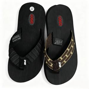 Custom Logo Men's Rugged <b>Flip</b> <b>Flops</b> Factory Wholesale Outdoor Beach Sandals Geometric Print Non-slip Slipper OEM/ODM - Product Image 3