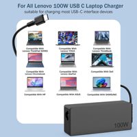 Cargador USB C de 100W, Cargador Universal para Portátiles Compatible con Lenovo ThinkPad, HP, Dell, Asus, Acer, Google Series, Cable de Alimentación Tipo C