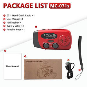 راديو محمول يعمل بالطاقة الشمسية ويدوي الدوران مع مصباح LED قابل لإعادة الشحن، يدعم موجات AM/FM/NOAA للطوارئ - Product Image 5