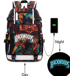 New Design Waterproof 3D Printed Night Backwoods Cigar Backpack USB Charging Port School Bags Laptops Know Your Supplier Reviews