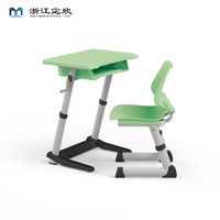 Table d'école secondaire, pupitre réglable, chaise et table en plastique durables et robustes pour une utilisation en classe