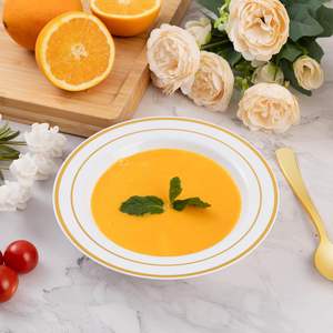 Bols à soupe jetables écologiques de 7,5 pouces avec bord doré, 12 oz, bols à dessert, salade, crème glacée, assiettes résistantes pour les mariages - Product Image 1