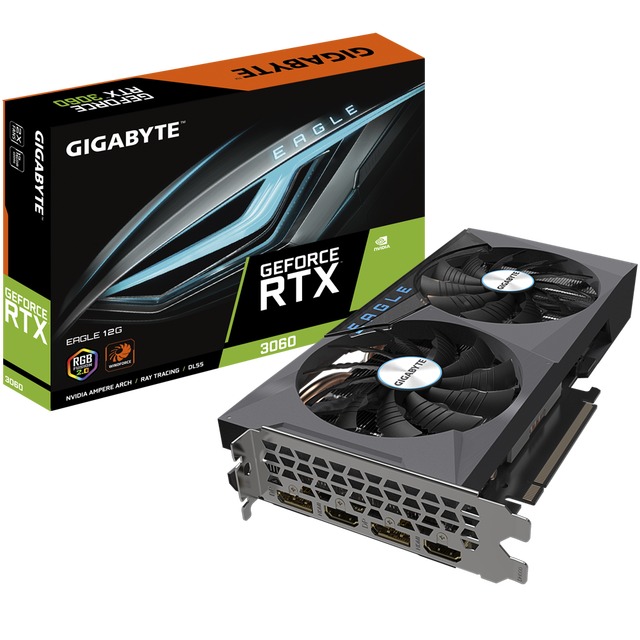 Hot Selling Used Gigabyte Graphics Card RTX 3060 EAGLE 12G GDDR6 192-bit 15Gbps Gaming Graphics Card for Desktop
