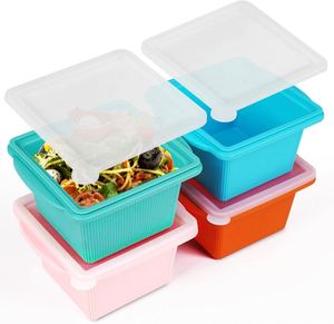 Nouveau bac de congélation en silicone pour soupes avec couvercle, cadre renforcé en acier, moule de congélation pour aliments pour bébés, bac de congélation à portions contrôlées - Product Image 1