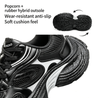 Baskets plateforme épaisses pour hommes, noires brillantes, en TPU et maille respirante, style streetwear oversize, chaussures décontractées pour la marche, vente en gros OEM