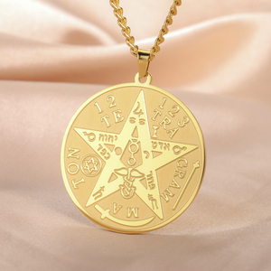 Myshape tetragrammaton ngũ giác Vòng cổ bảo vệ huyền diệu amulet Wicca đồ trang sức cổ xưa Tên quyền lực của thần thép không gỉ - Product Image 2