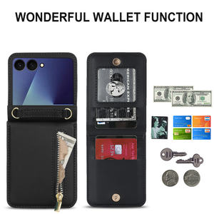 Fundas de Lujo para Teléfono Móvil con Ranuras para Tarjetas, de Cuero Sintético, para <span class=keywords><strong>Z</strong></span> <span class=keywords><strong>Flip</strong></span> 7/6/5/4/<span class=keywords><strong>3</strong></span>, con Correa de Cremallera y Cordón Cruzado - Product Image 6