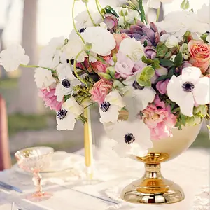 Centrotavola decorazioni da tavola fiori stand di fiori in metallo martellato oro martellato vasi per centrotavola matrimonio
