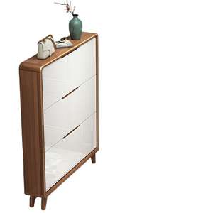 Ultra Thin Minimalist Flip Top Solid Wood <b>Shoe</b> <b>Cabinet</b> 17cm <b>Narrow</b> Chinese Style Entryway Storage For Home Small Apartment - Product Image 5