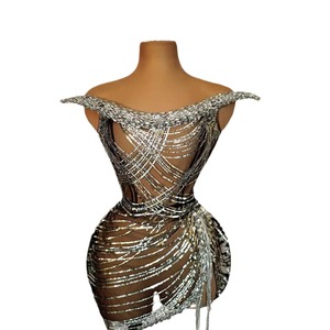 Falda con borlas de diamantes para mujer, vestido de fiesta de cumpleaños Gogo hasta el suelo para club nocturno, bar, actuación en grupo - Product Image 5