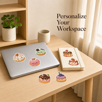 Pack d'autocollants personnalisés Kawaii Donut Sweets Dessert avec vinyle PVC brillant imperméable découpé à l'emporte-pièce pour ordinateur portable, boîte à lunch, carnet, tasse