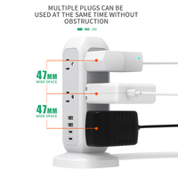 Fiche de protection contre les surtensions multiprise, 4 prises USB Type C, multiprise, prise d'extension électrique américaine
