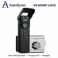Serrure de porte intelligente Aurelysse V9 IP65 avec reconnaissance faciale, interphone vidéo, contrôle par application Tuya WiFi et Bluetooth pour portails extérieurs