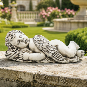 Peaceful Long Sleeping Angel Sculpture Antique Resin Cherub for Outdoor Flowerbed &amp; <strong>Grave</strong> Site Memorial <strong>Ornament</strong> - Product Image 1