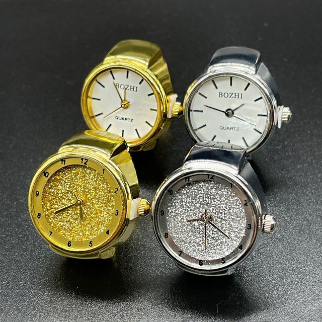 Free Size Electronic Watch Rings Simple Fashion Punk Couple Finger Watch Mini Clock Vintage Jewelry for Women Men