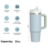 Mug isotherme personnalisé avec logo, 40 oz, double paroi, en acier inoxydable 304, avec couvercle anti-fuite sans BPA, paille et poignée, pour voyage et bureau