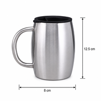 Mug isotherme personnalisé en acier inoxydable 304 à double paroi de 14 oz avec poignée et couvercle pour traiteurs et écoles - Vente en gros