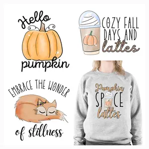 Cool Fall Days And Lattes DTF Patchs It's Fall Yall Cozy Pumpkin Season Transfer Stickers Prêt à presser pour les sacs Hoodies