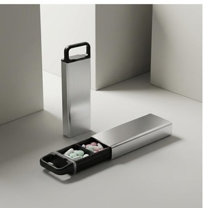 Boîte à pilules en métal fantaisie avec logo personnalisé, étanche à l'humidité et résistante aux rayures, étui de rangement portable pour le camping en plein air - Product Image 6