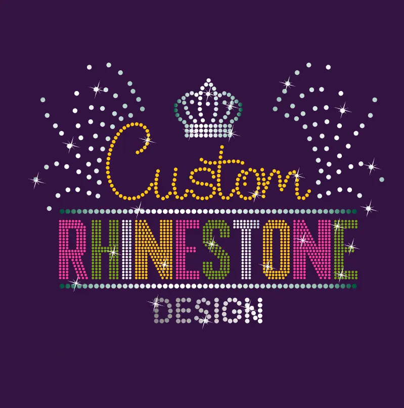 Low Minimum Iron on Crystal Label Custom Brand Logo Bling Rhinestone Transfer For Hoodies Tank Tops Shirts Hat