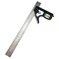 Équerre combinée Try Square 300 mm (12 pouces) en acier inoxydable réglable avec niveau à bulle pour la mesure en menuiserie