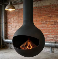 Poêle à bois suspendu moderne autoportant pour intérieur, design écologique pour villa, personnalisable