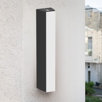 Appliques murales LED extérieures modernes en aluminium et polycarbonate, étanches, carrées, noires, avec réglage haut/bas