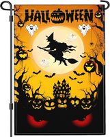 Style chaud Halloween jardin drapeau effrayant sorcière citrouille conception 12x18 Double face Polyester extérieur cour signe pour les décorations de fête