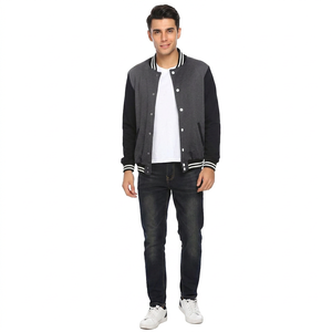 Varsity Jacket Stand Front Wool Sleeves Fashionable Baseball Letterman Bomber School College Yellow Winter Canvas Breathable - Product Image 1