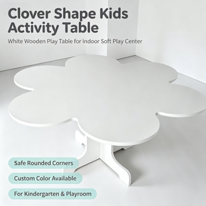 <span class=keywords><strong>Mesa</strong></span> de Actividades Infantil <span class=keywords><strong>con</strong></span> Forma de Flor Blanca, <span class=keywords><strong>Mesa</strong></span> de Juego de Madera Blanca para Centro de Juegos Interior, Jardín de Infancia, Preescolar - Product Image 1
