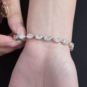 Elegant Tennis Link Chain 925 Silver 18K <strong>Gold</strong> Plated Women Jewelry Oval Shape 1 <strong>Carat</strong> Diamond VVS Moissanite Tennis Bracelet - Product Image 2