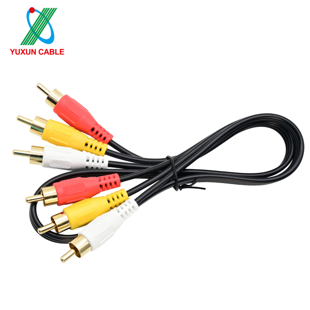 Gold Plated 3 Core Composite RCA AV Cable Copper Red White Yellow Audio Video Cables for TV DVD Set Top Box