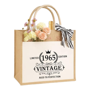 Custom Durable Eco-Friendly Reusable <b>Small</b> Jute <b>Tote</b> <b>Bag</b> Long Handle Letter Printed Logo Pattern Advertising Gift Use - Product Image 1