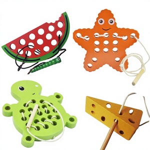 Jouet éducatif en bois pour <span class=keywords><strong>la</strong></span> petite enfance, souris en <span class=keywords><strong>corde</strong></span> à <span class=keywords><strong>tirer</strong></span>, fromage, jouet à enfiler pour bébé - Product Image 1