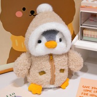 Ensemble cadeau de vacances de petit pingouin mignon en peluche de marque OEM poupée douce d'animal sauvage avec long chapeau de fourrure