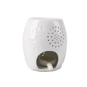 Ceramic Tealight Candle Holder Oil Burner with Spoon, White Aromatherapy Essential Oil Incense Diffuser Furnace for Yoga Spa
