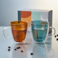 Mug à café isotherme à double paroi en verre, grande capacité, 14 oz, résistant à la chaleur, passe au lave-vaisselle
