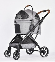 Poussettes pour animaux de compagnie pliables et détachables en aluminium imperméables personnalisées en gros, poussettes de luxe à 4 roues pour petits chiens, chariot pour chiens et chats