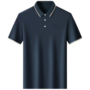 Camiseta Polo Azul Marino de Manga Corta, Color Sólido, Tela de Poliéster, para Uso Diario - Product Image 1