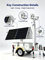 Mobiler Sicherheitsanhänger für Baustellen und Gärten mit 4*60W LED-Leuchten, 2*455W Monokristallinen Silizium-Solarmodulen, Teleskopisch