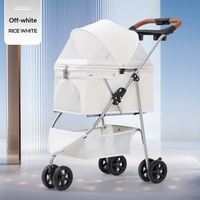 Poussette pour animaux de compagnie à trois roues multifonctionnelle en alliage d'aluminium pliable et réglable, chariot stable pour chiens et chats en plein air