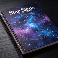Brochure personnalisée sur le thème de l'astronomie de l'univers, reliée en spirale, avec logo personnalisé, pour souvenir étudiant et marketing d'entreprise