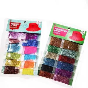 Paillettes épaisses de couleurs mélangées biodégradables pour le maquillage du corps et des cheveux et les décorations de Noël Nail Art - Product Image 3