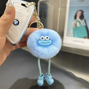 Soft Plush Eco-Friendly <b>Anime</b> <b>Keychain</b> Korean Pendant Faux Fur with Big Mouth Coal Ball Car <b>Keychain</b> & Schoolbag Hanging Gift - Product Image 5