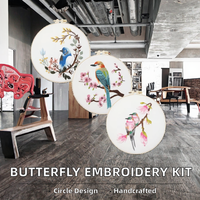 Kits de Arte Yingsa Personalizados, Kit de Bordado Hecho a Mano con Forma Redonda, Kit de Punto de Cruz para Principiantes y Adultos, Tela de Algodón con Diseño de Animales