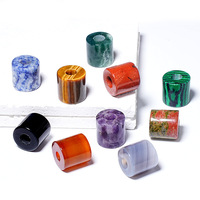 Perles cylindriques en cristal naturel de 16 mm, trou de 6 mm, accessoires DIY pour bracelets, colliers, vêtements, perles en agate à grand trou