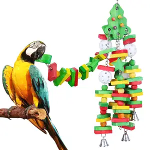 Bird Toys Parrot with Nature Wood Bird Chewing Toys African Grey Parakeets Cockatiels Conures and Love Birds