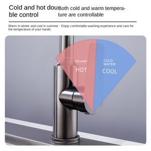 Hiện Đại Thép Không Gỉ Vòi Nước Nhà Bếp Duy Nhất Xử Lý Mưa Thác Thiết Kế Gốm Nóng Lạnh Lưu Vực Chậu Rửa Vòi Nước Cho Hộ Gia Đình Sử Dụng - Product Image 4