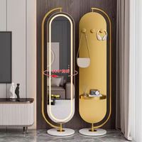 Miroir sur pied rotatif moderne et industriel argenté tendance pour chambre de fille, salon, personnalisable